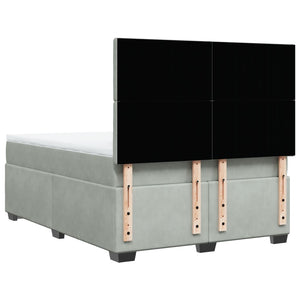 Κρεβάτι Boxspring με Στρώμα Ανοιχτό Γκρι 160x200 εκ. Βελούδινο - Pakobazaar