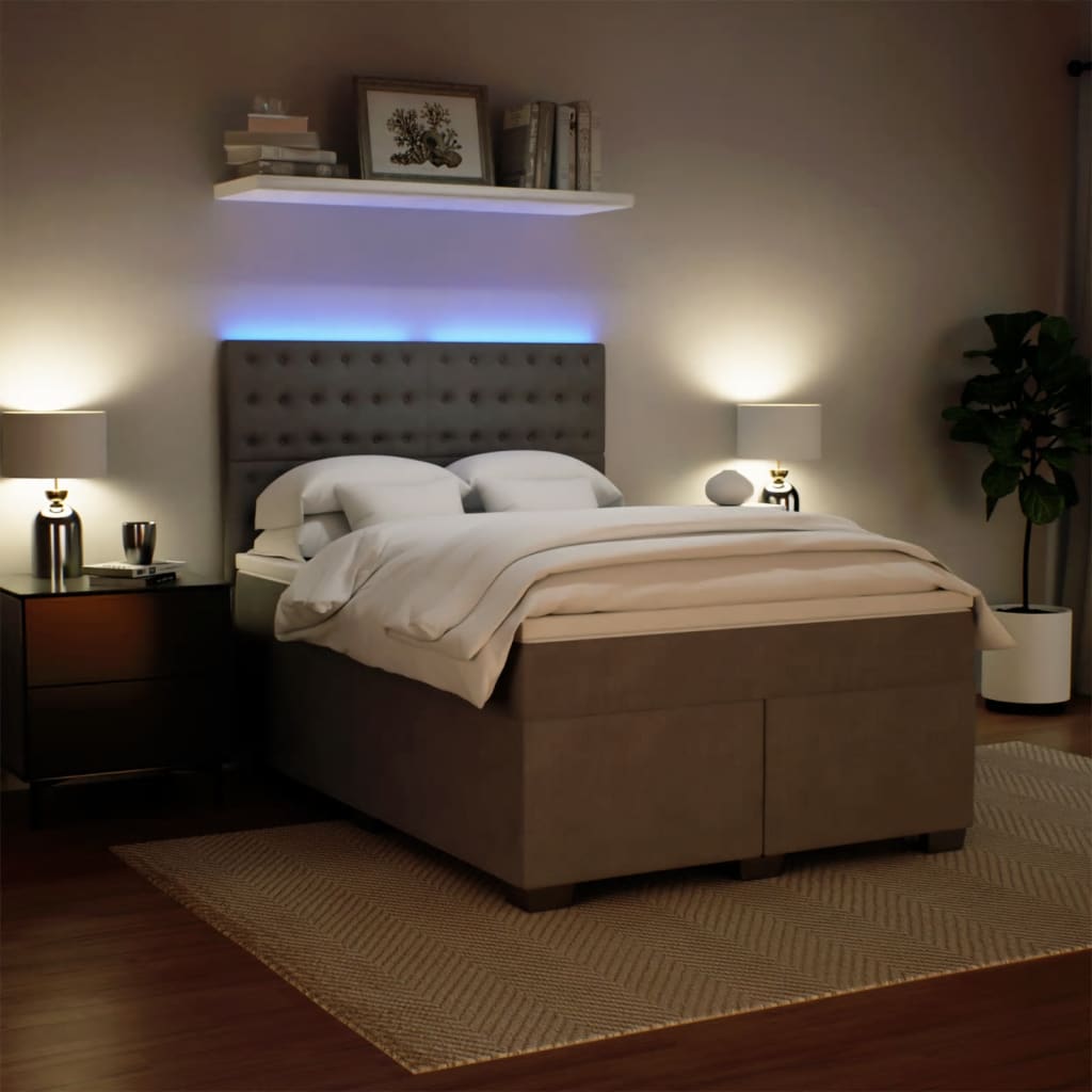 Κρεβάτι Boxspring με Στρώμα Ανοιχτό Γκρι 160x200 εκ. Βελούδινο - Pakobazaar