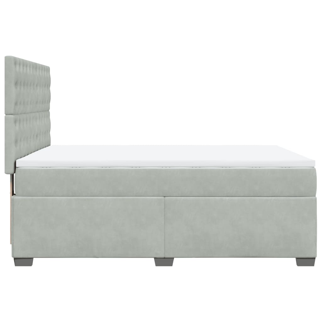 Κρεβάτι Boxspring με Στρώμα Ανοιχτό Γκρι 160x200 εκ. Βελούδινο - Pakobazaar