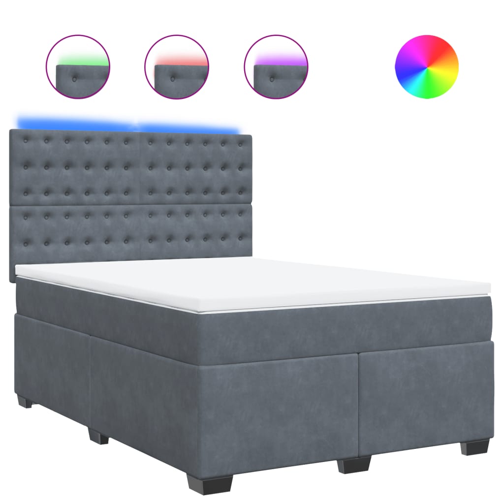 Κρεβάτι Boxspring με Στρώμα Σκούρο Γκρι 160x200 εκ. Βελούδινο - Pakobazaar