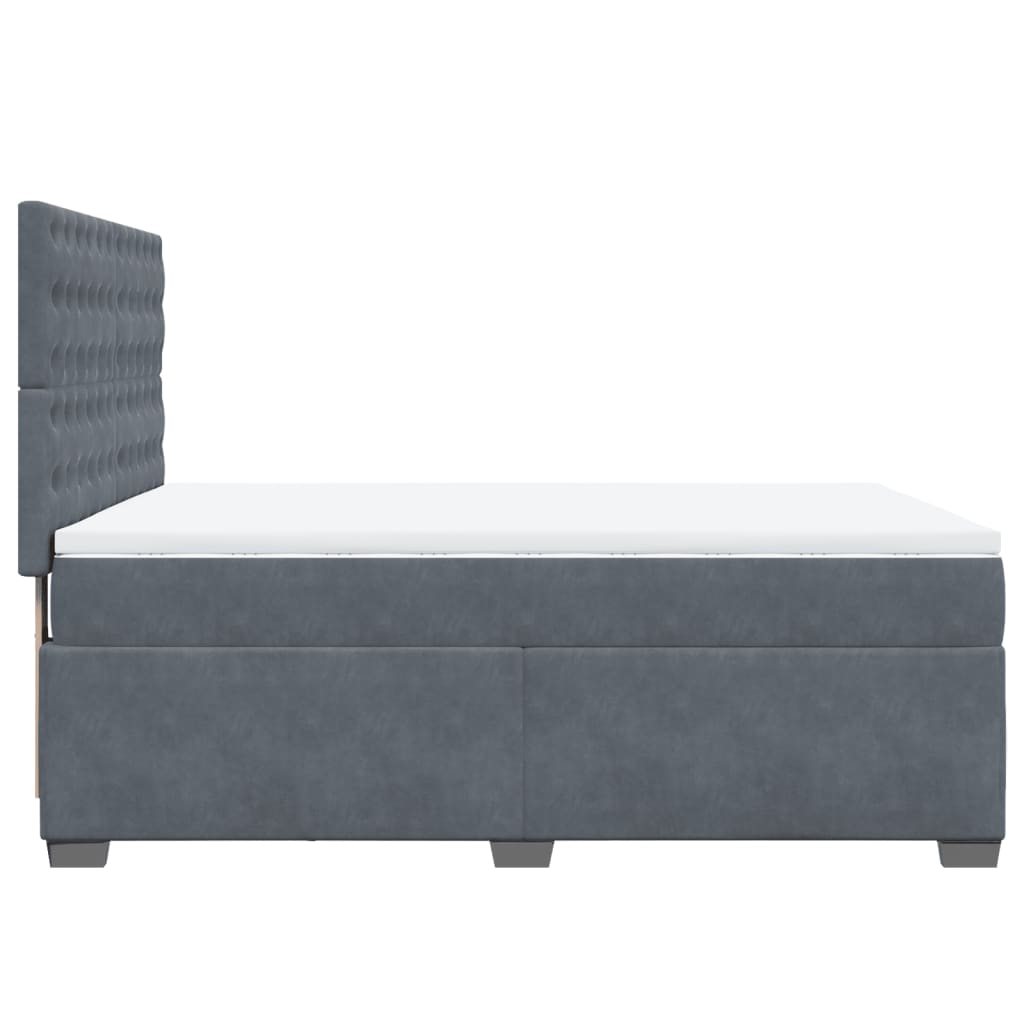 Κρεβάτι Boxspring με Στρώμα Σκούρο Γκρι 160x200 εκ. Βελούδινο - Pakobazaar