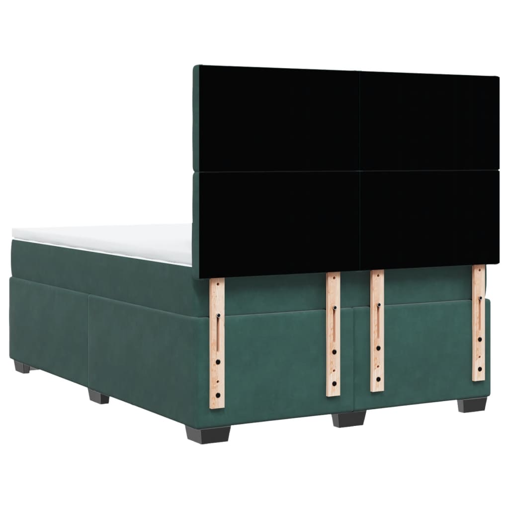 Κρεβάτι Boxspring με Στρώμα Σκούρο Πράσινο 160x200εκ. Βελούδινο - Pakobazaar
