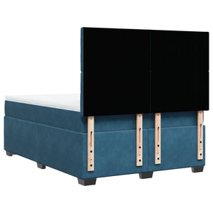 Κρεβάτι Boxspring με Στρώμα Μπλε 160x200 εκ. Βελούδινο - Pakobazaar