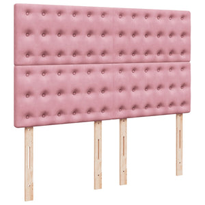 Κρεβάτι Boxspring με Στρώμα Ροζ 160x200 εκ. Βελούδινο - Pakobazaar