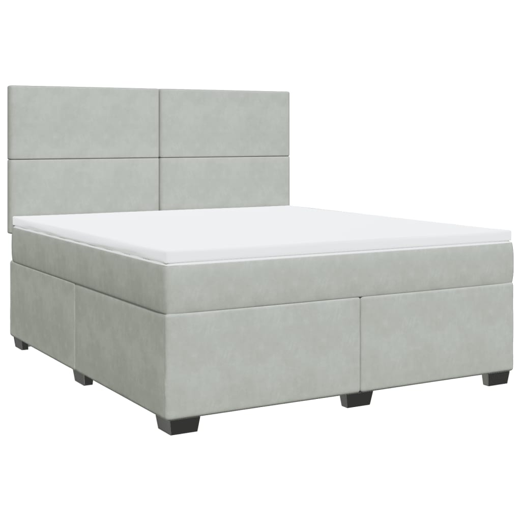 Κρεβάτι Boxspring με Στρώμα Ανοιχτό Γκρι 180x200 εκ. Βελούδινο - Pakobazaar
