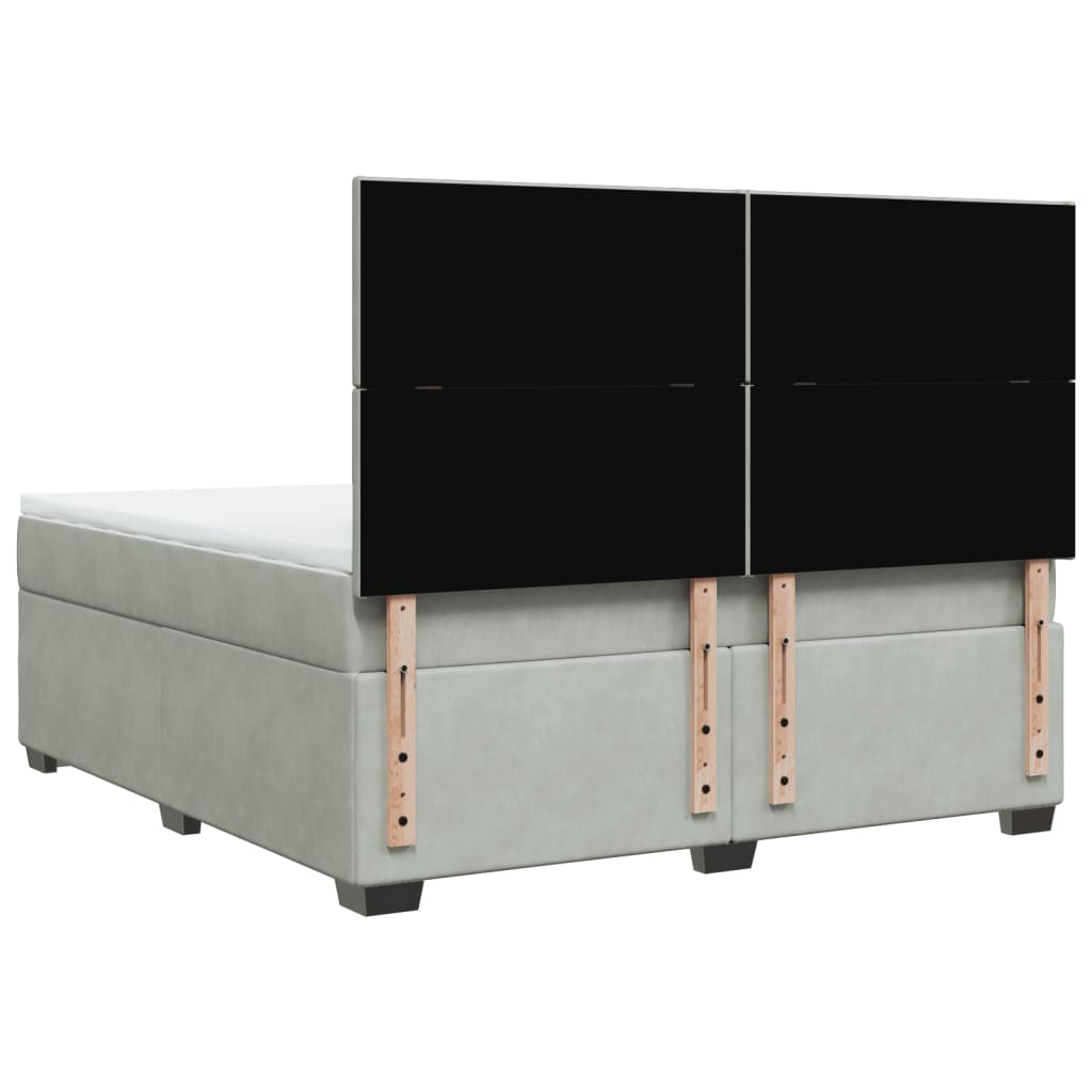 Κρεβάτι Boxspring με Στρώμα Ανοιχτό Γκρι 180x200 εκ. Βελούδινο - Pakobazaar