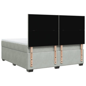 Κρεβάτι Boxspring με Στρώμα Ανοιχτό Γκρι 180x200 εκ. Βελούδινο - Pakobazaar
