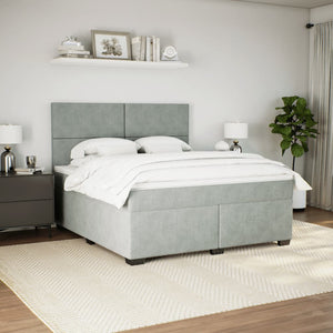 Κρεβάτι Boxspring με Στρώμα Ανοιχτό Γκρι 180x200 εκ. Βελούδινο - Pakobazaar