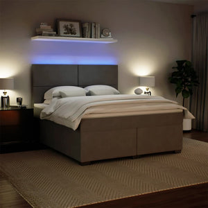 Κρεβάτι Boxspring με Στρώμα Ανοιχτό Γκρι 180x200 εκ. Βελούδινο - Pakobazaar