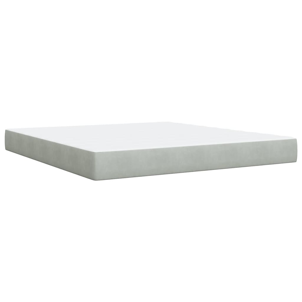 Κρεβάτι Boxspring με Στρώμα Ανοιχτό Γκρι 180x200 εκ. Βελούδινο - Pakobazaar