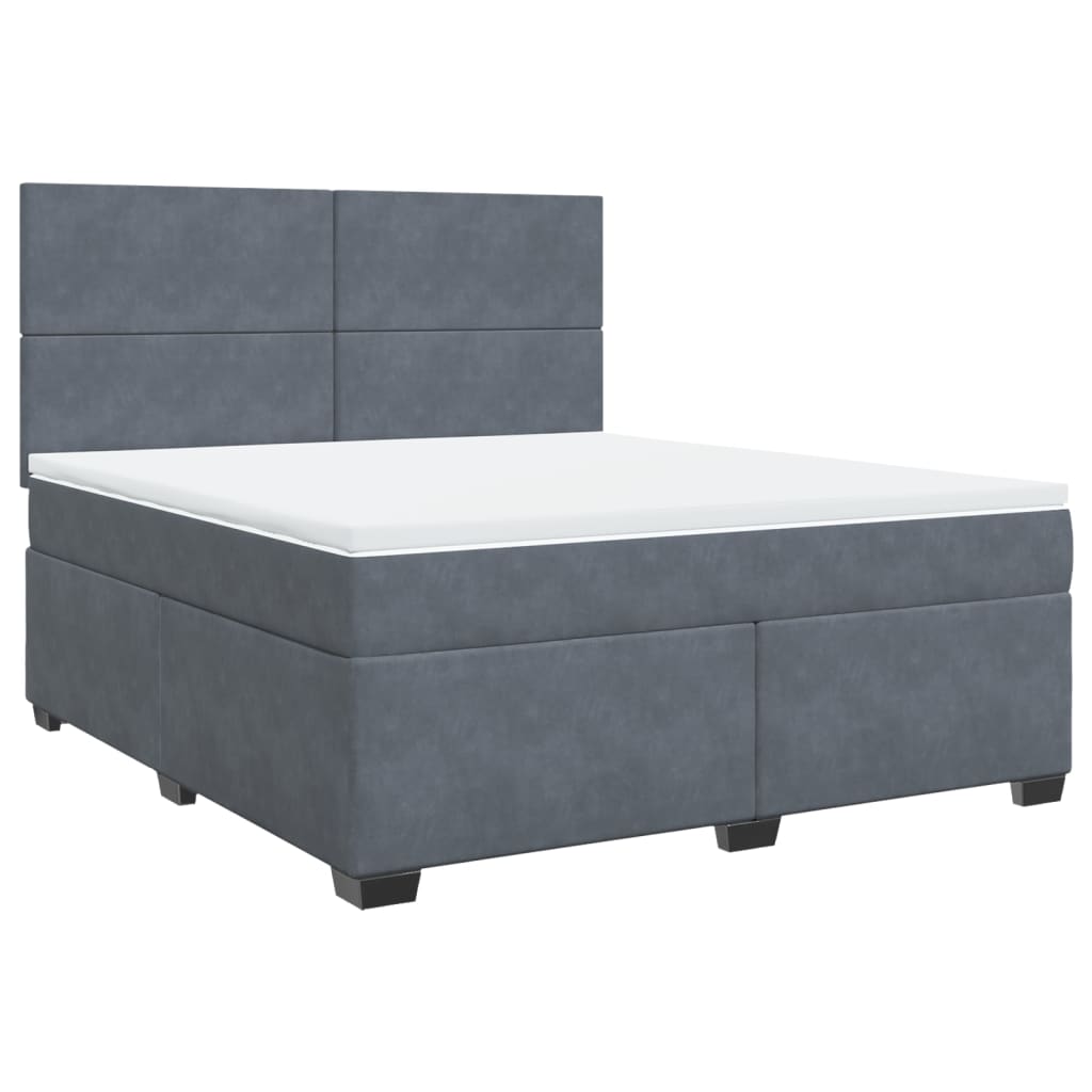 Κρεβάτι Boxspring με Στρώμα Σκούρο Γκρι 180x200 εκ. Βελούδινο