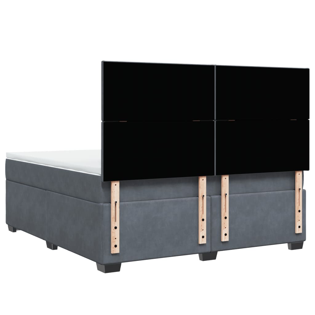 Κρεβάτι Boxspring με Στρώμα Σκούρο Γκρι 180x200 εκ. Βελούδινο