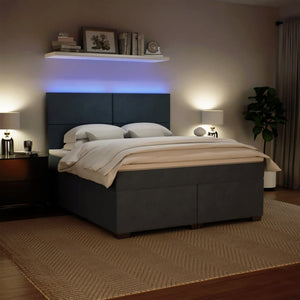 Κρεβάτι Boxspring με Στρώμα Σκούρο Γκρι 180x200 εκ. Βελούδινο