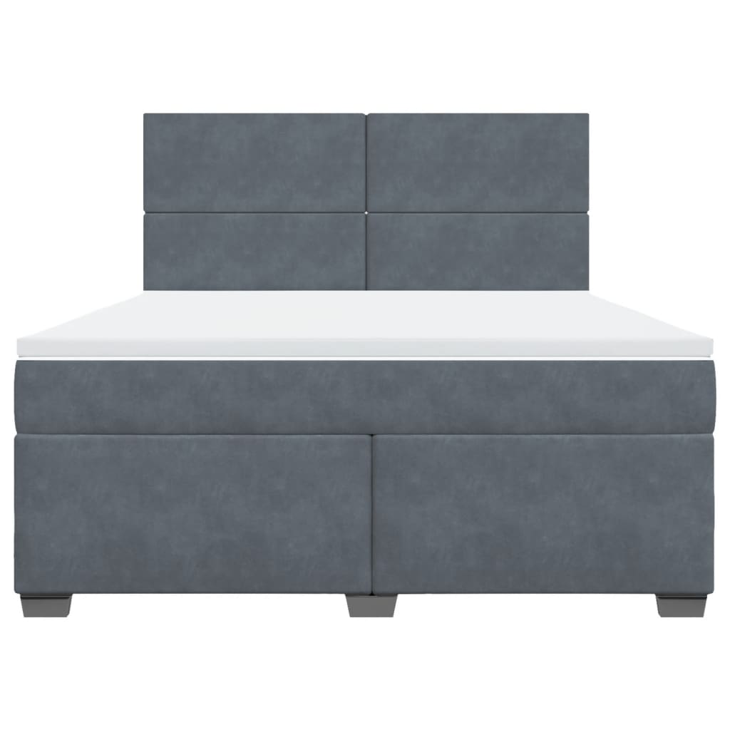 Κρεβάτι Boxspring με Στρώμα Σκούρο Γκρι 180x200 εκ. Βελούδινο