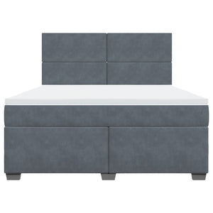 Κρεβάτι Boxspring με Στρώμα Σκούρο Γκρι 180x200 εκ. Βελούδινο