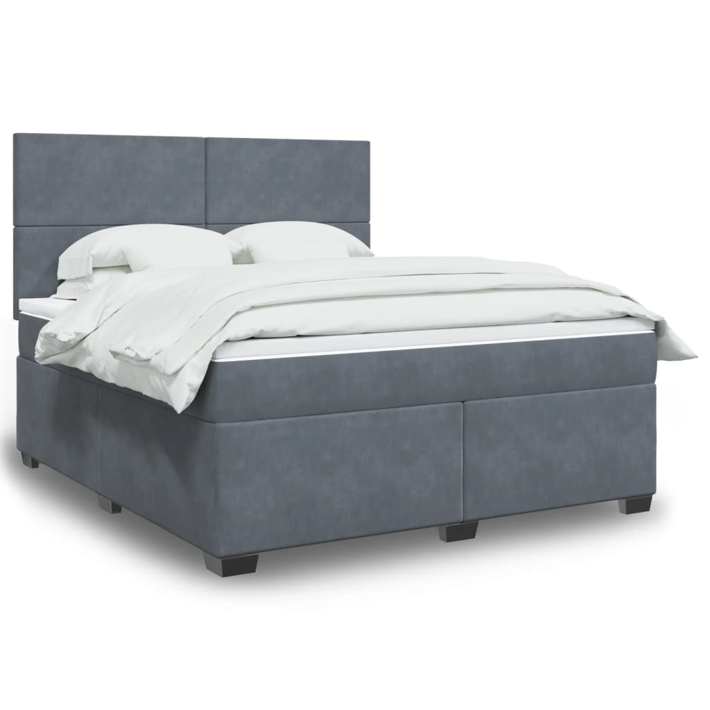 Κρεβάτι Boxspring με Στρώμα Σκούρο Γκρι 180x200 εκ. Βελούδινο