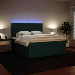 Κρεβάτι Boxspring με Στρώμα Σκούρο Πράσινο 180x200εκ. Βελούδινο