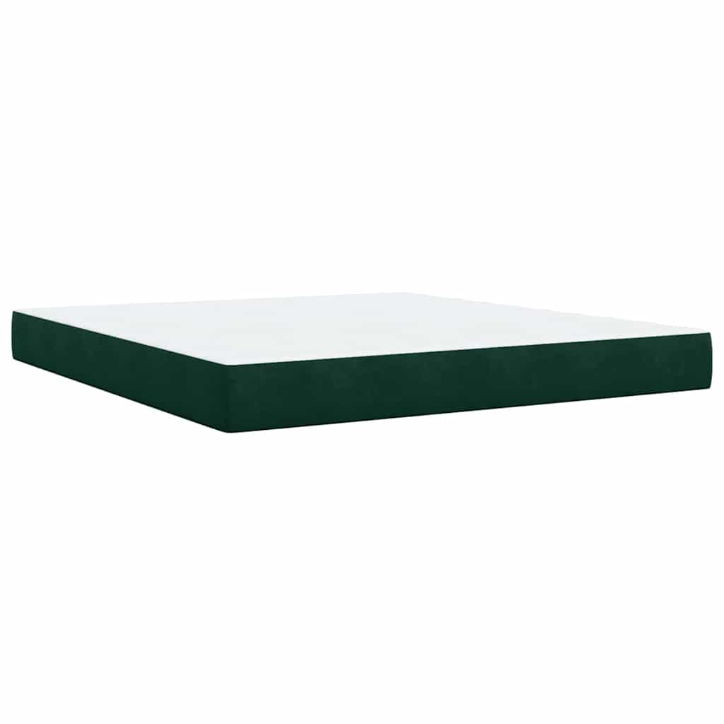 Κρεβάτι Boxspring με Στρώμα Σκούρο Πράσινο 180x200εκ. Βελούδινο