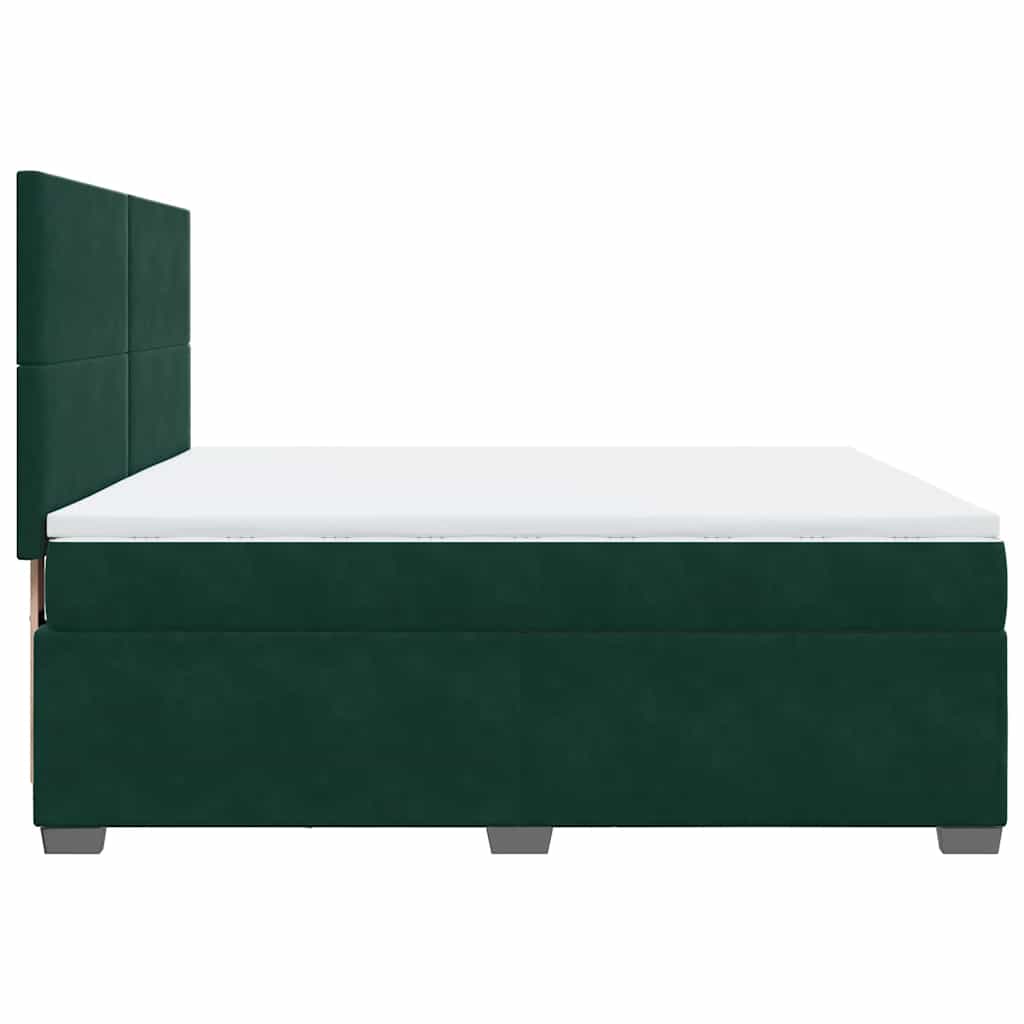 Κρεβάτι Boxspring με Στρώμα Σκούρο Πράσινο 180x200εκ. Βελούδινο