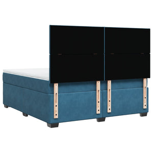 Κρεβάτι Boxspring με Στρώμα Μπλε 180x200 εκ. Βελούδινο - Pakobazaar