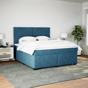 Κρεβάτι Boxspring με Στρώμα Μπλε 180x200 εκ. Βελούδινο - Pakobazaar
