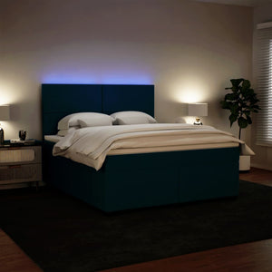 Κρεβάτι Boxspring με Στρώμα Μπλε 180x200 εκ. Βελούδινο - Pakobazaar