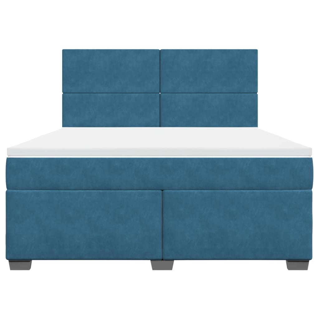 Κρεβάτι Boxspring με Στρώμα Μπλε 180x200 εκ. Βελούδινο - Pakobazaar