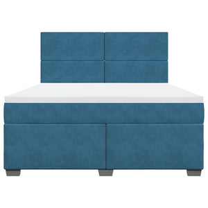 Κρεβάτι Boxspring με Στρώμα Μπλε 180x200 εκ. Βελούδινο - Pakobazaar
