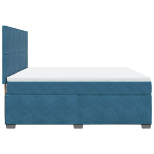 Κρεβάτι Boxspring με Στρώμα Μπλε 180x200 εκ. Βελούδινο - Pakobazaar