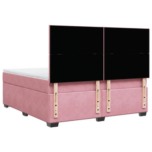 Κρεβάτι Boxspring με Στρώμα Ροζ 180x200 εκ. Βελούδινο