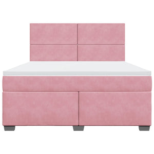 Κρεβάτι Boxspring με Στρώμα Ροζ 180x200 εκ. Βελούδινο