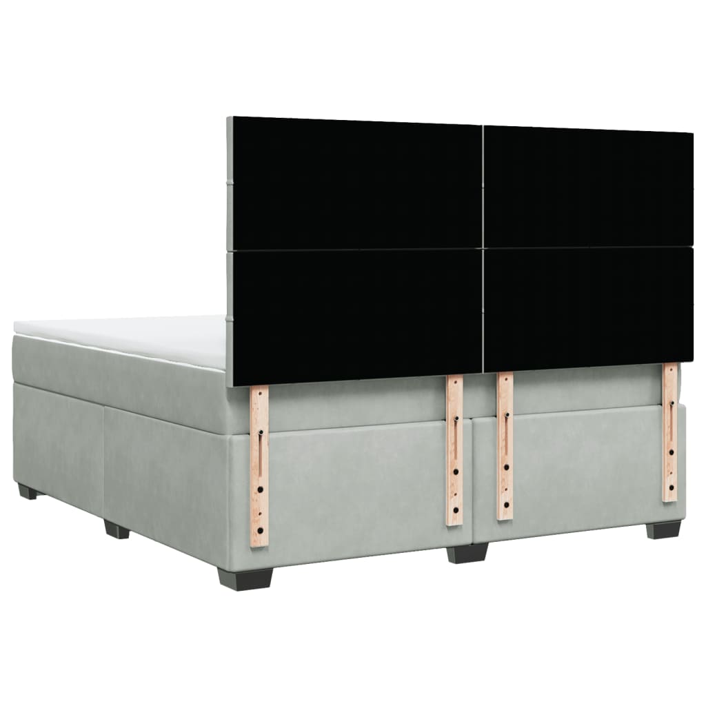 Κρεβάτι Boxspring με Στρώμα Ανοιχτό Γκρι 180x200 εκ. Βελούδινο - Pakobazaar