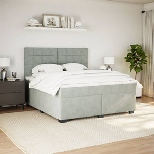 Κρεβάτι Boxspring με Στρώμα Ανοιχτό Γκρι 180x200 εκ. Βελούδινο - Pakobazaar
