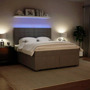 Κρεβάτι Boxspring με Στρώμα Ανοιχτό Γκρι 180x200 εκ. Βελούδινο - Pakobazaar