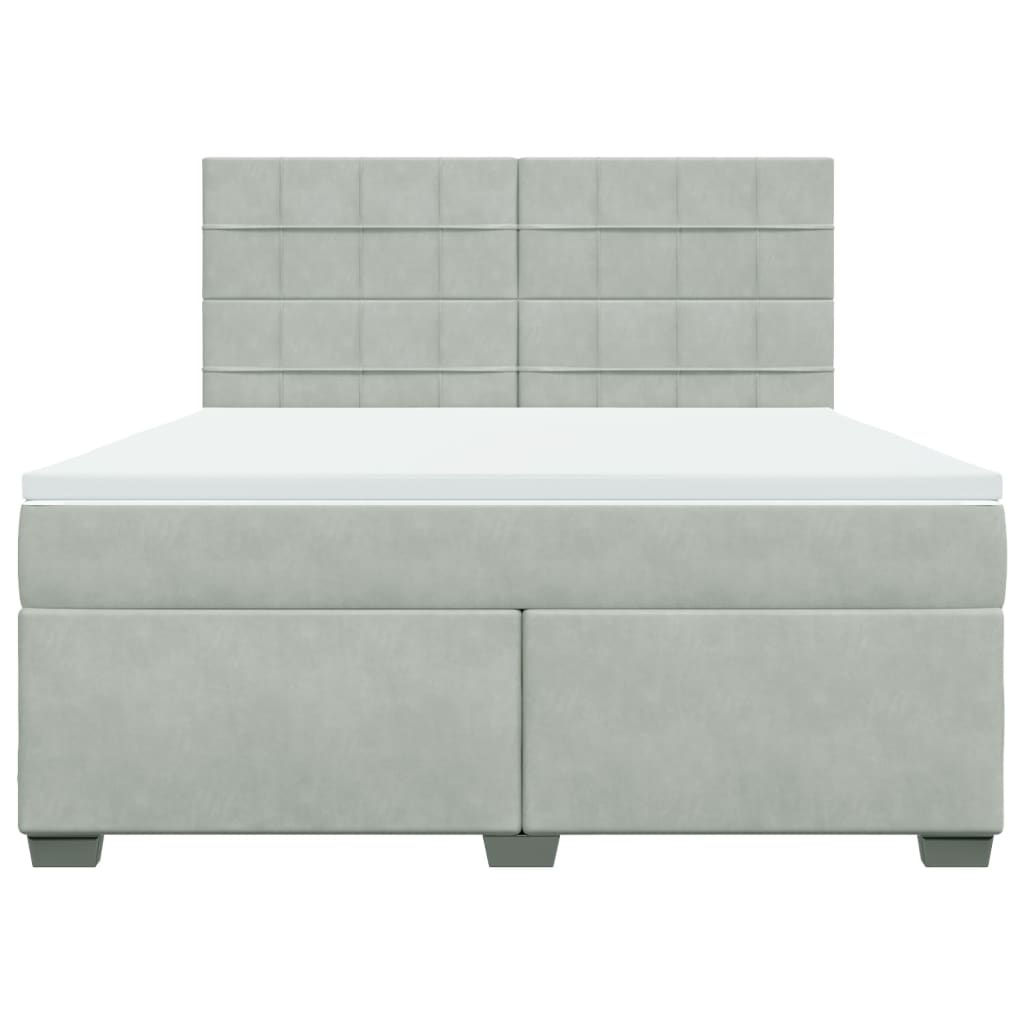 Κρεβάτι Boxspring με Στρώμα Ανοιχτό Γκρι 180x200 εκ. Βελούδινο - Pakobazaar