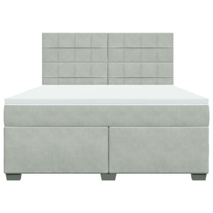 Κρεβάτι Boxspring με Στρώμα Ανοιχτό Γκρι 180x200 εκ. Βελούδινο - Pakobazaar