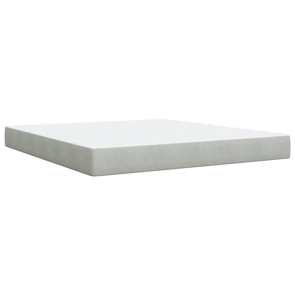 Κρεβάτι Boxspring με Στρώμα Ανοιχτό Γκρι 180x200 εκ. Βελούδινο - Pakobazaar