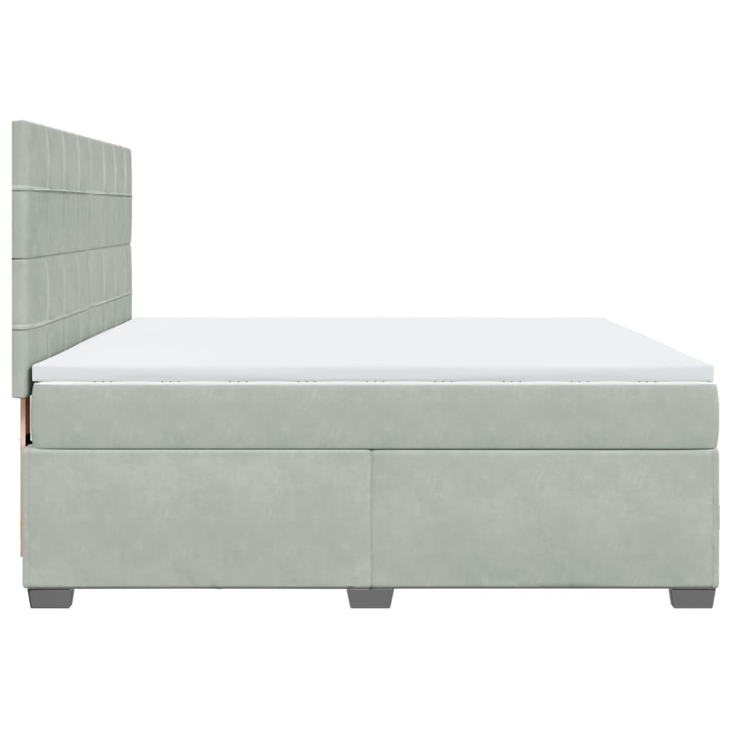 Κρεβάτι Boxspring με Στρώμα Ανοιχτό Γκρι 180x200 εκ. Βελούδινο - Pakobazaar