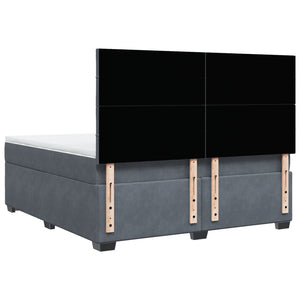 Κρεβάτι Boxspring με Στρώμα Σκούρο Γκρι 180x200 εκ. Βελούδινο - Pakobazaar