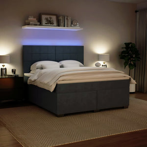 Κρεβάτι Boxspring με Στρώμα Σκούρο Γκρι 180x200 εκ. Βελούδινο - Pakobazaar