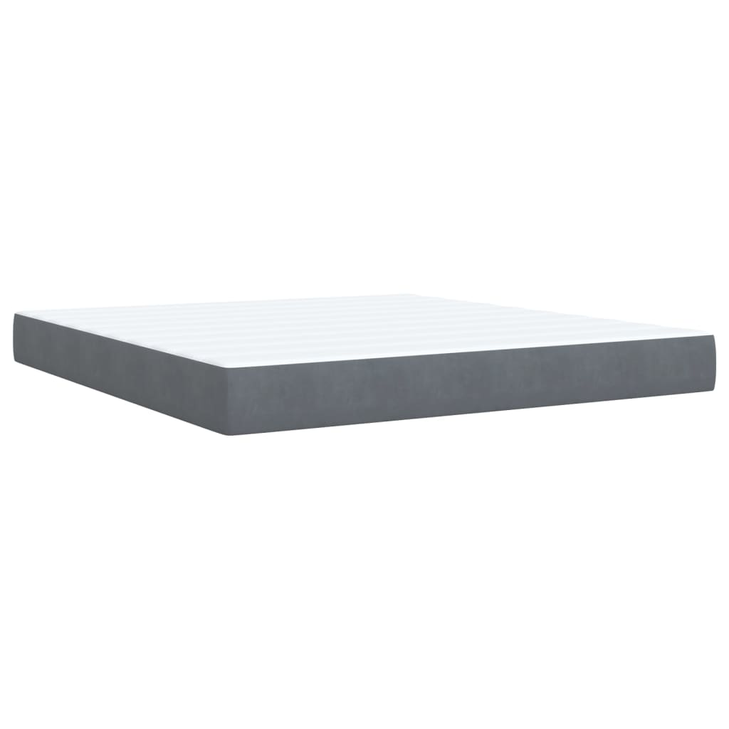 Κρεβάτι Boxspring με Στρώμα Σκούρο Γκρι 180x200 εκ. Βελούδινο - Pakobazaar