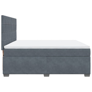 Κρεβάτι Boxspring με Στρώμα Σκούρο Γκρι 180x200 εκ. Βελούδινο - Pakobazaar