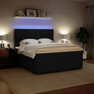 Κρεβάτι Boxspring με Στρώμα Μαύρο 180x200 εκ. Βελούδινο