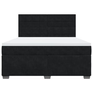 Κρεβάτι Boxspring με Στρώμα Μαύρο 180x200 εκ. Βελούδινο