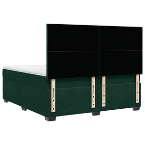 Κρεβάτι Boxspring με Στρώμα Σκούρο Πράσινο 180x200εκ. Βελούδινο