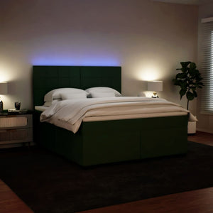 Κρεβάτι Boxspring με Στρώμα Σκούρο Πράσινο 180x200εκ. Βελούδινο