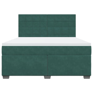 Κρεβάτι Boxspring με Στρώμα Σκούρο Πράσινο 180x200εκ. Βελούδινο