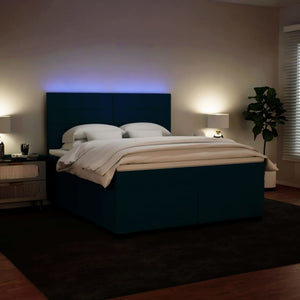Κρεβάτι Boxspring με Στρώμα Μπλε 180x200 εκ. Βελούδινο - Pakobazaar