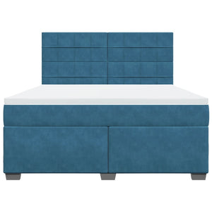 Κρεβάτι Boxspring με Στρώμα Μπλε 180x200 εκ. Βελούδινο - Pakobazaar