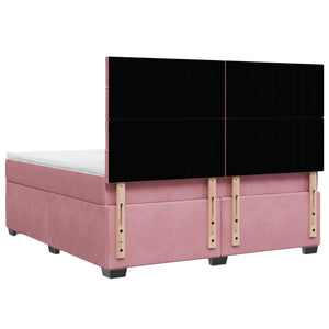 Κρεβάτι Boxspring με Στρώμα Ροζ 180x200 εκ. Βελούδινο